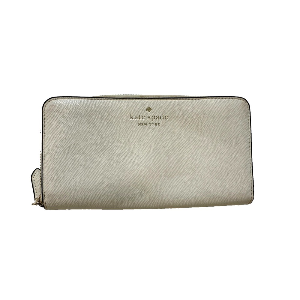 Kate Spade Wallet Womens White Saffiano Leather Zip Continental Summer‎ Vibes